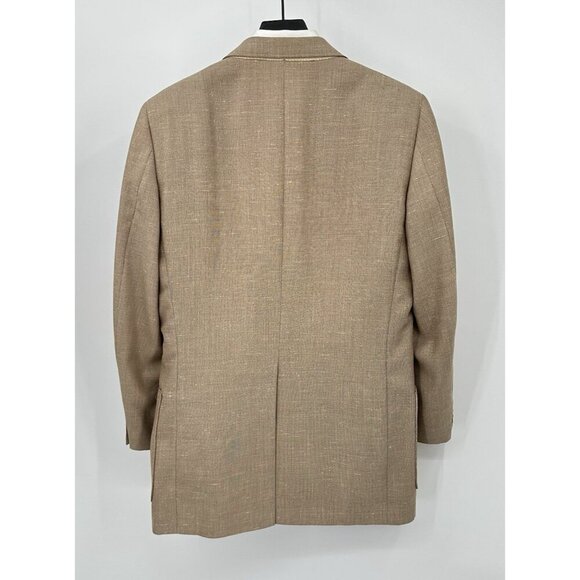 vintage 70s DAKS LONDON jacket blazer sport coat patch pockets retro beige 40L - Picture 7 of 11